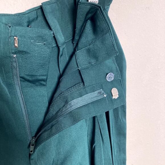 On Twelfth Self Tie Belted Wide Leg Satin Palazzo Pants - Green - Medium - Picture 5 of 6